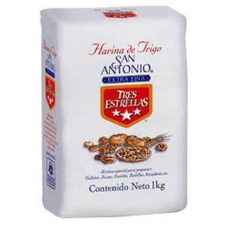 Mostrar detalles de Harina de Trigo Bolsa Chica 1Kg. Tres estrellas Imagen de Harina de Trigo Bolsa Chica 1Kg. Tres estrellas
