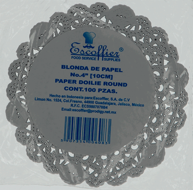 Imagen de Blonda de Papel Blanca No. 4 Escoffier Bolsa con 100 piezas