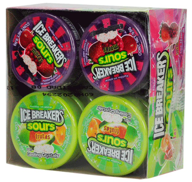 Imagen de Dulce pastilla moras y frutas Ice breakers Paquete de 12 piezas