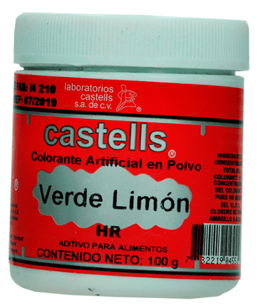 Mostrar detalles de Color verde limon polvo Castells Bote de 100 g Imagen de Color verde limon polvo Castells Bote de 100 g
