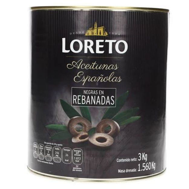 Imagen de Aceituna Negra REBANADA LORETO 3 Kg ABOLLADA LEVE