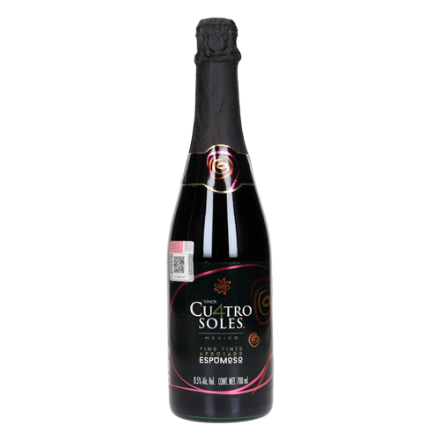 Mostrar detalles de Vino tinto Afrutado espumoso Cuatro Soles Botella de 700 mL Imagen de Vino tinto Afrutado espumoso Cuatro Soles Botella de 700 mL