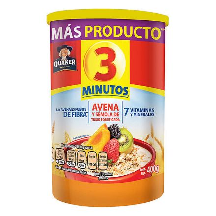 Avena 3 Minutos Bote 400 g Avena 3 Minutos Bote 400 g