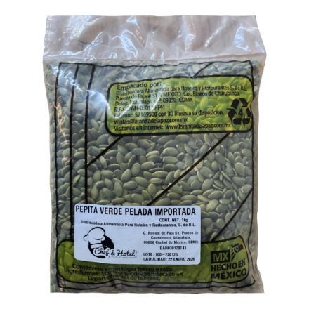 Mostrar detalles de Pepita Verde Pelada Importada Chef & Hotel 1 kg Imagen de Pepita Verde Pelada Importada Chef & Hotel 1 kg