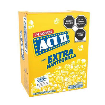 Mostrar detalles de Palomitas Extramantequilla ACTII 14 de 85 g (IEPS INC) Imagen de Palomitas Extramantequilla ACTII 14 de 85 g (IEPS INC)