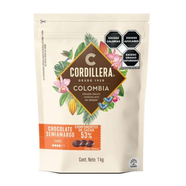 Imagen de Chocolate Semiamargo 53% Cobertura Cordillera Bolsa de 1 KG (IEPS Inc)