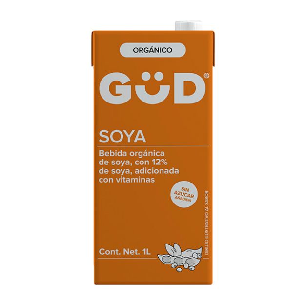 Imagen de Leche de Soya GUD 12 pz de 1 Lt (sin azucar)Producto Organico