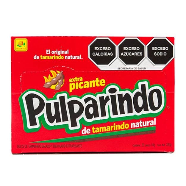 Imagen de Dulce de Tamarindo Pulparindo extra picante 16 pzas de 28g (IEPS INC)