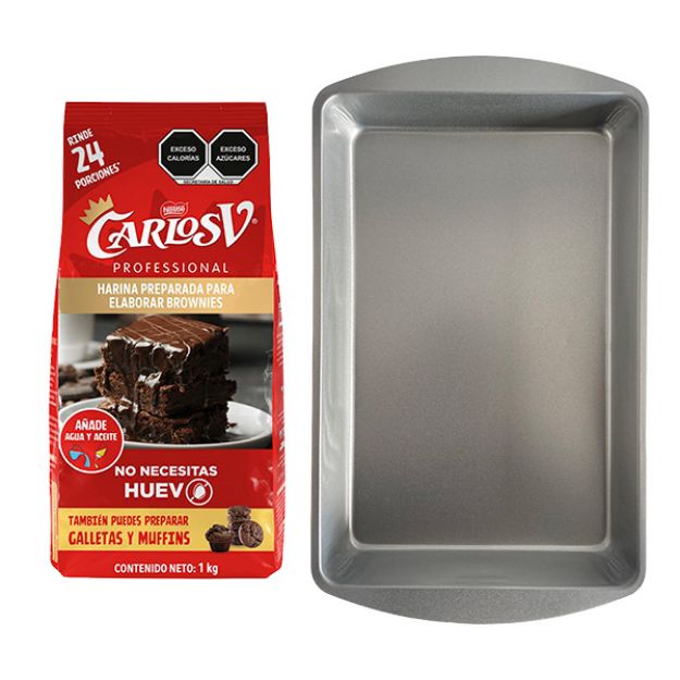 Imagen de Harina para Brownies Carlos V 1 Kg + Molde Rectangular para Hornear (Hasta agotar existencia)