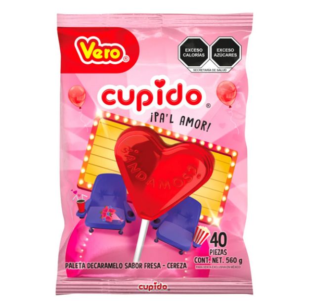 Imagen de Paleta Vero Cupido Cereza bolsa 40 pzas (IEPS INC)