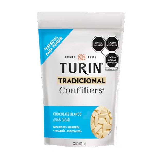 Imagen de Chocolate Blanco Turin Confitier de 1 Kg (IEPS inc.) Bolsa