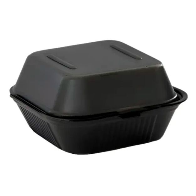 Imagen de Contenedor Compostable Negro 6x6 500 pz Hamburguesero