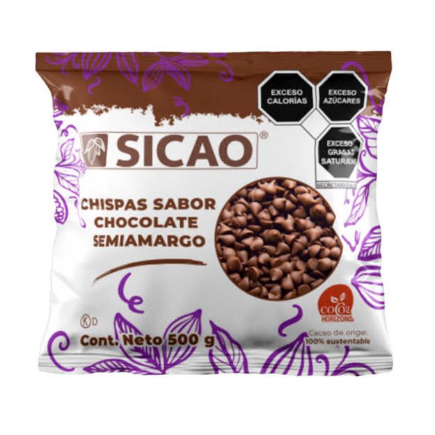 Imagen de Chispas de Chocolate Semiamargo SICAO 500 g (IEPS Inc)